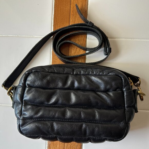 Madewell Black Leather Camera Crossbody Bag, Puff Edition GUC - Picture 2 of 5